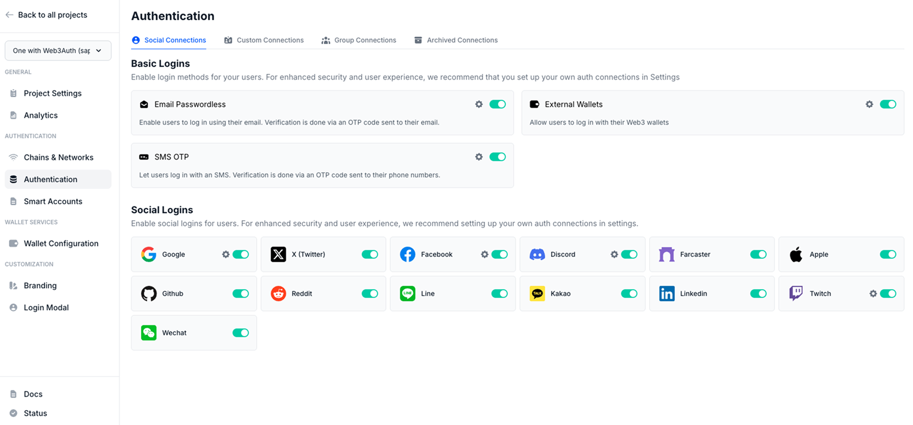 Toggle Discord Connection on Dashboard